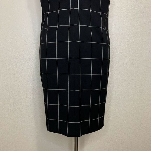 Lauren Ralph Lauren Windowpane Plaid Leather Trim Sheath Dress - Picture 11 of 13